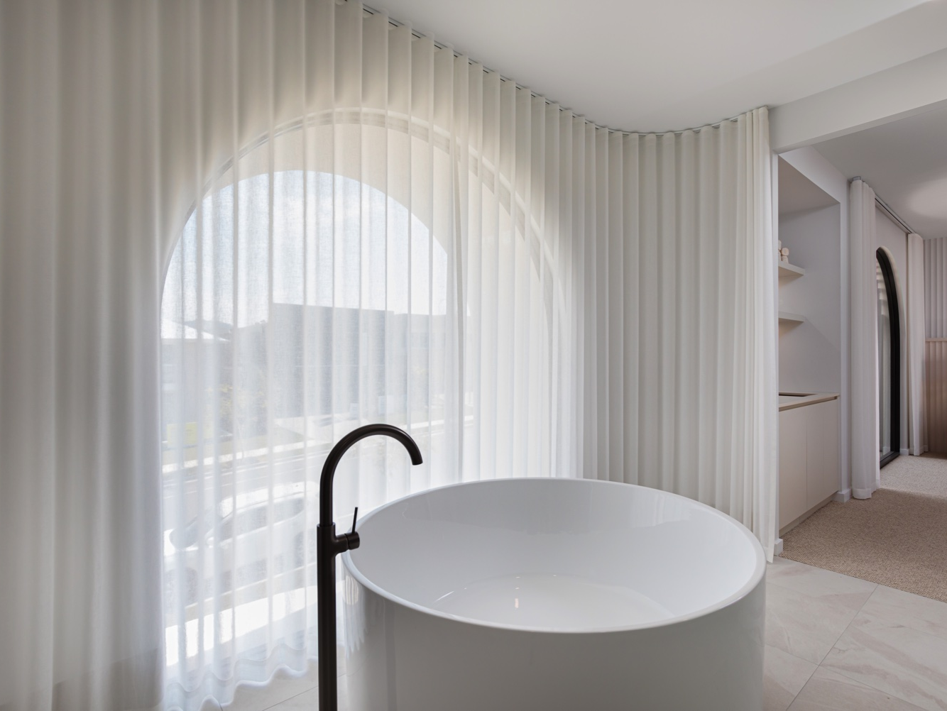 Custom sheer curtains installed in a contemporary Australian home